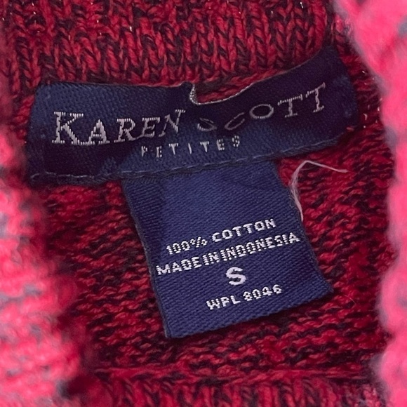 Karen Scott Petite Turtle Neck Red Pullover Sweater Size Small - Picture 2 of 5